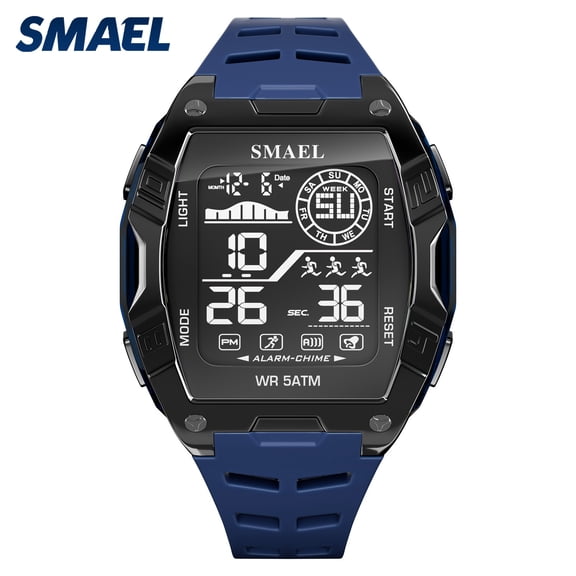 SMAEL Silicon Strap Men Digital Watch Square 50M Waterproof Outdoor Sport Watch