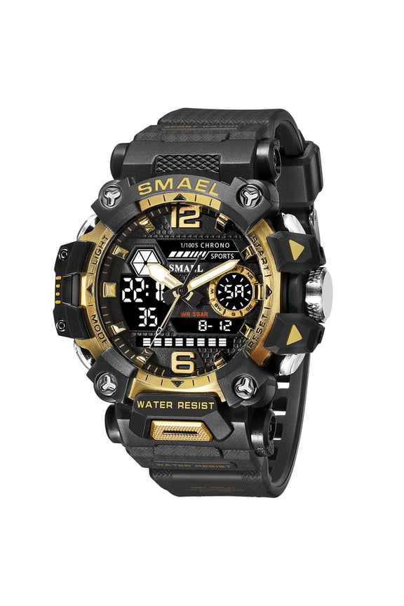 Sport Quartz Watches For Men Military Digital-Analog Dual Display Wristwatches Male Waterproof Back Light LED Alarm Clock