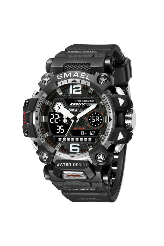 Sport Quartz Watches For Men Military Digital-Analog Dual Display Wristwatches Male Waterproof Back Light LED Alarm Clock