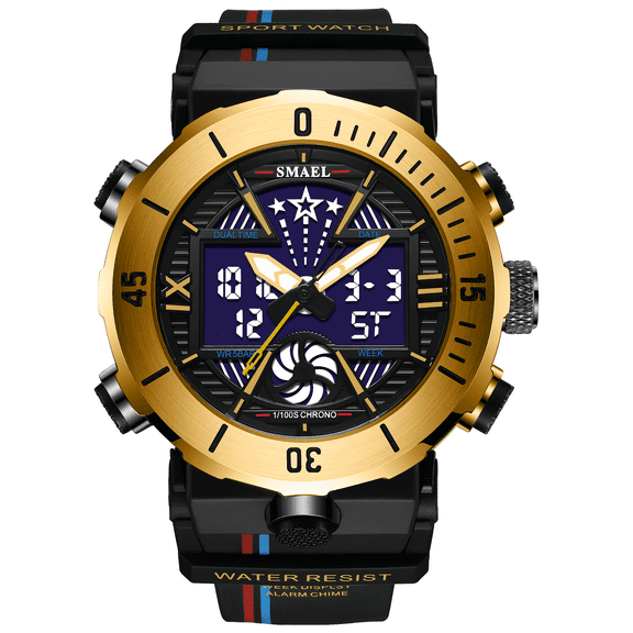 SMAEL Sport Watch for Men Top Brand Male LED Digital Alarm Clock Electronic Quartz WristWatch Military Waterproof Dual Display Watches