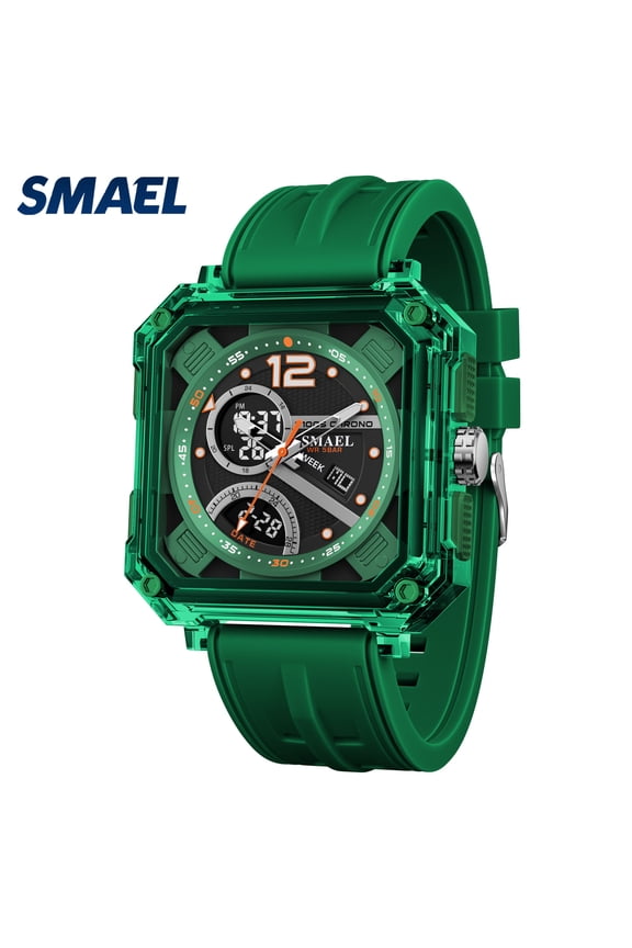 Square Analog-Digital Sports Watch Waterproof Multicolor Chronog LED Alarm Wrist Watch