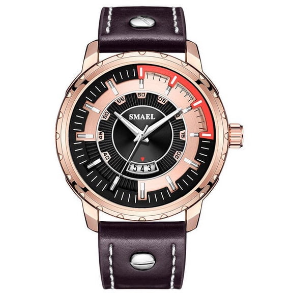 SMAEL Watch Waterproof Quartz Wristwatches Leather Band Chronograph Clock 9117 Fashion Sports Mens Watches relojes hombre