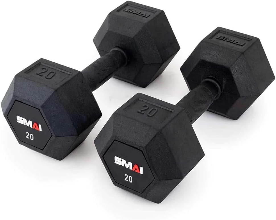 HOMCOM Hexagonal Dumbbell Set - 2x6kg (12kg Total), Rubber Coated, Black, Home Fitness