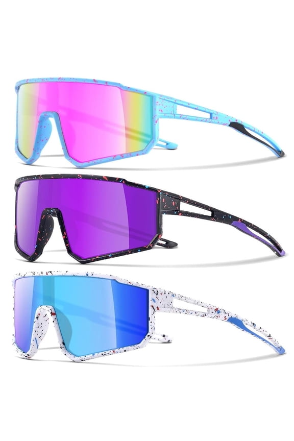 3PACK Kids Sunglasses for 6-14 Boys Girls Youth Baseball and Cycling UV400 Protection Goggles