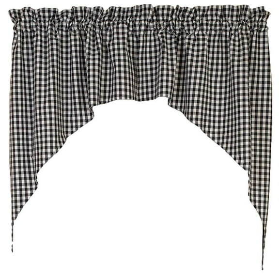 SMALL BLACK CHECK Window Swag Valance 72" x 36", by The Country House