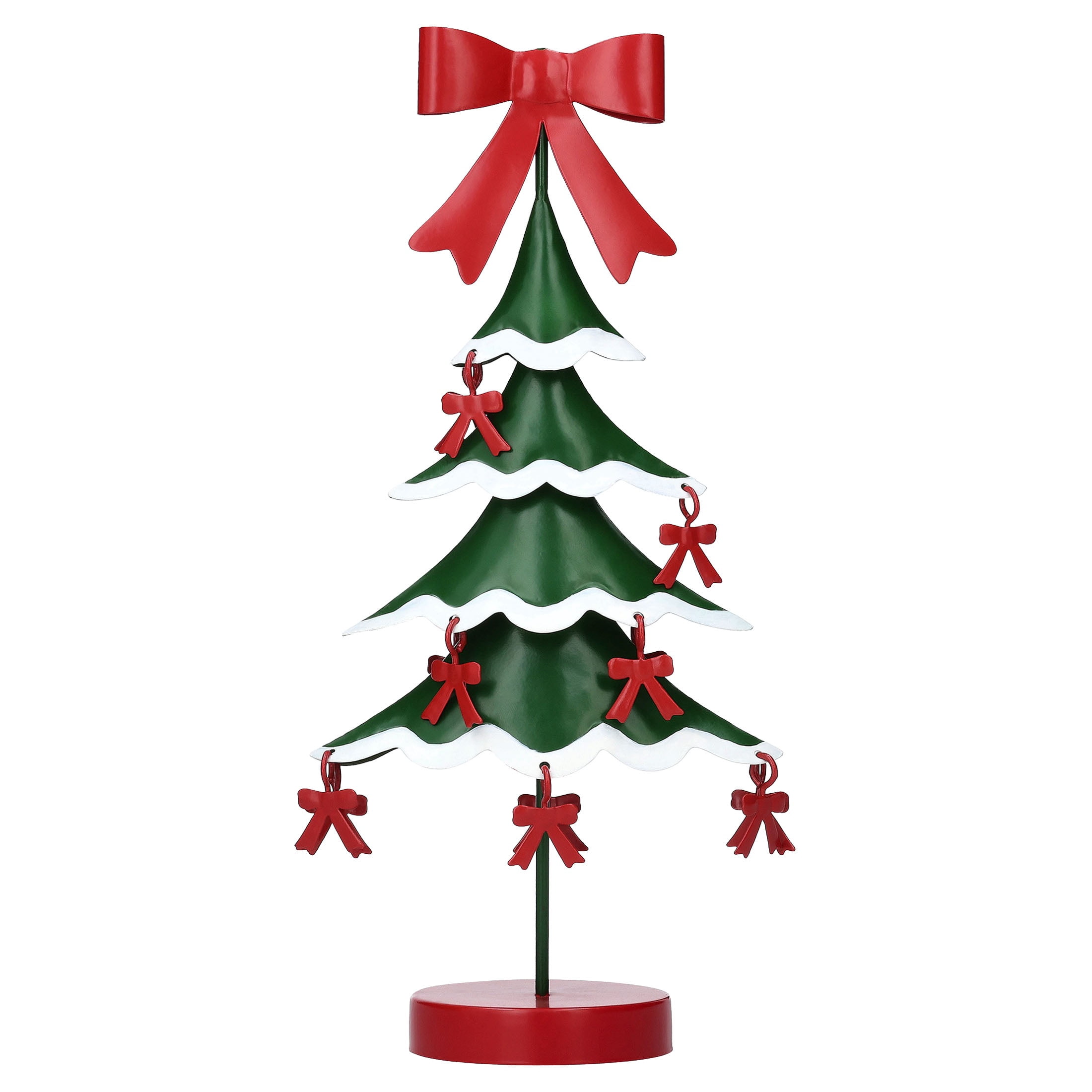 Small Metal Christmas Tree with Bows Decoration, Red/Green/White, 10.5", by Holiday Time