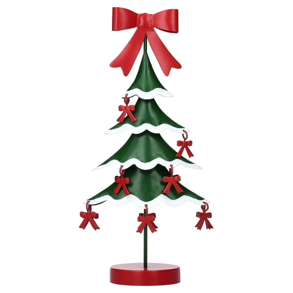 Small Metal Christmas Tree with Bows Decoration, Red/Green/White, 10.5", by Holiday Time