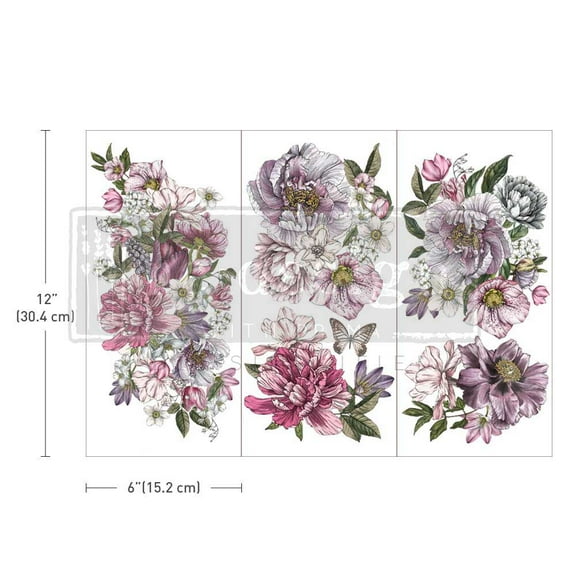 SMALL TRANSFERS DREAMY FLORALS 3 SHEETS, 6X12