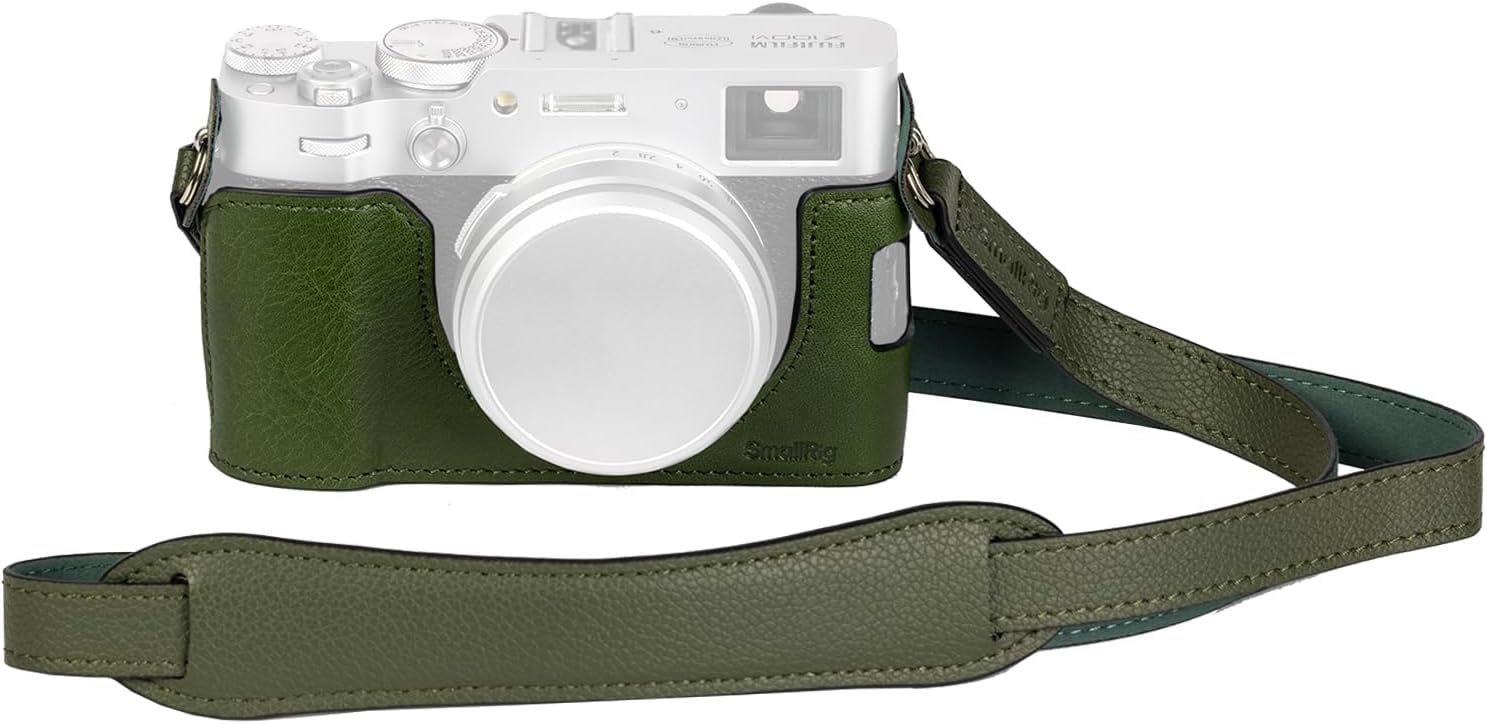 SMALLRIG X100VI Half Leather Case Kit with Shoulder Strap, Retro Style Leather Camera Half Leather Case with Aluminum Alloy Frame for FUJIFILM X100VI (Green) - 4701