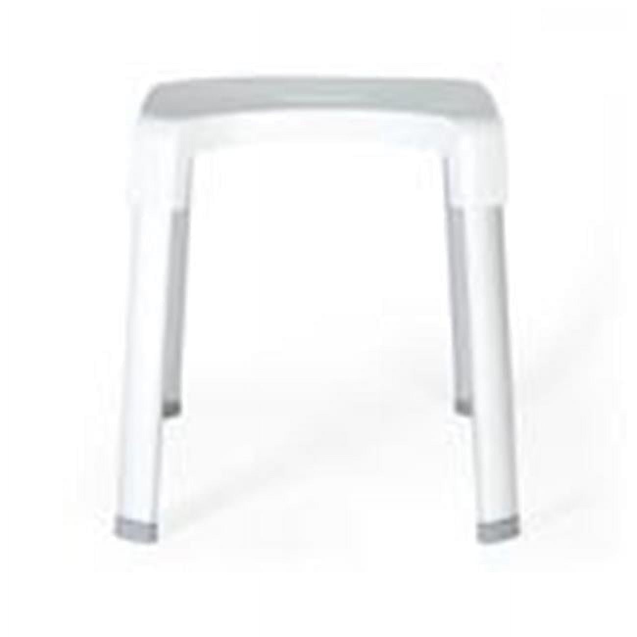 White Plastic Shower Bench with Aluminum Legs