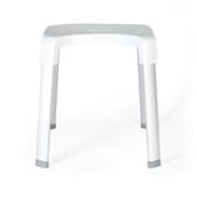 White Plastic Shower Bench with Aluminum Legs