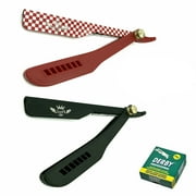 SMART BEARD CUR THROAT 2 PC STRAIGHT BARBER SHAVING RAZORS RASOIRS + 100 BLADES