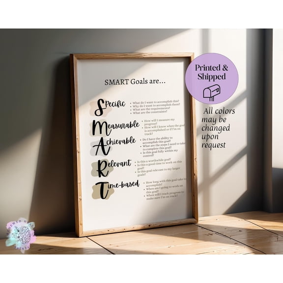 SMART Goals Neutral Template Wall Art Print, Unframed Paper Poster 8x10in