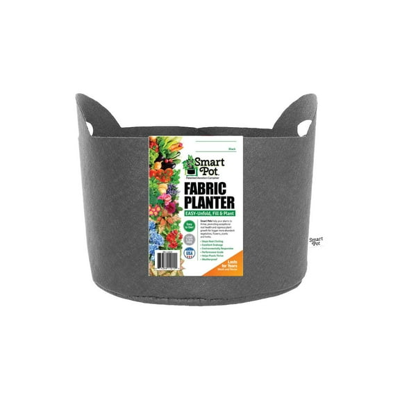 SMART POT 5 Gallon Fabric Grow Bag w/cut handles - Black
