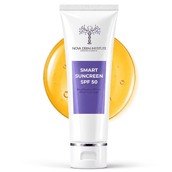 Nova Derm Institute Smart Sunscreen SPF 50 Face Sunscreen, Clear Gel Lotion, 1.6 oz
