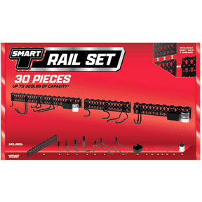 Smart T Garage Storage Wall Hooks | 30 Piece Rail Set - Heavy Duty Organizer Wall Mount or Shelving Hooks - Holds up to 180lbs