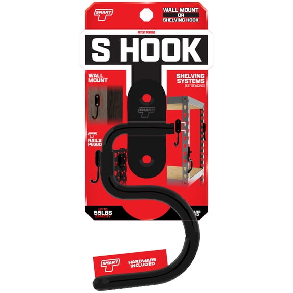 Smart T Garage Storage Wall Hook | S-Hook for Garage Organization, Heavy Duty Organizer Wall Mount or Shelving Hooks