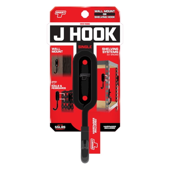 Smart T Garage Storage Wall Hook | 1.5" J-Hook for Garage Organization, Heavy Duty Organizer Wall Mount or Shelving Hooks