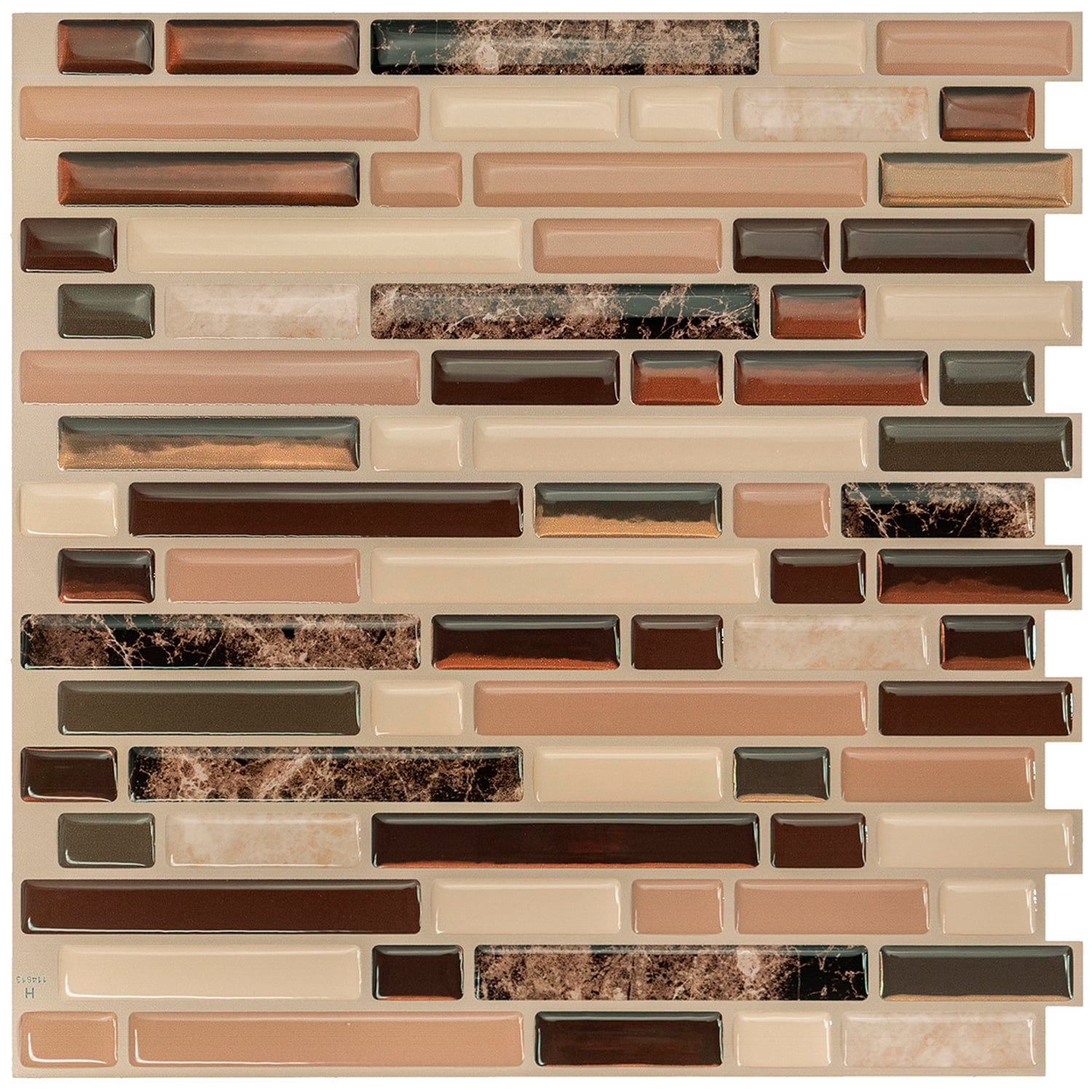 Bellagio Keystone 10'' x 10'' Brown and Beige Peel and Stick Backsplash Tiles