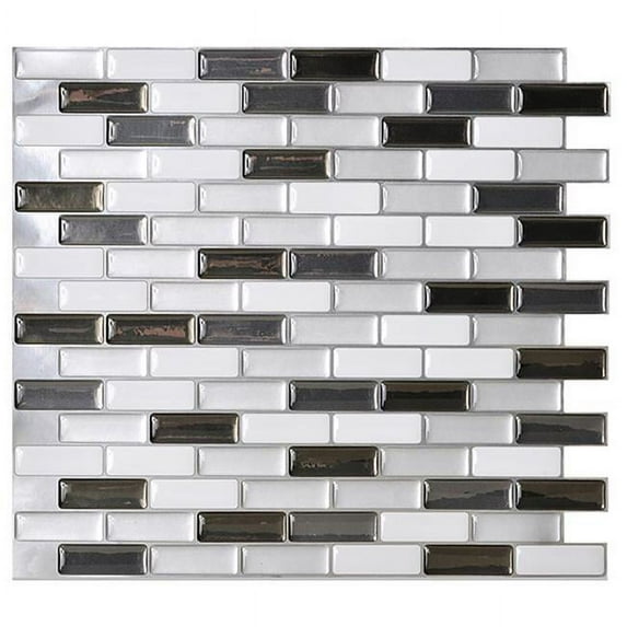 SMART TILES Peel and Stick Backsplash Tiles - 4 Sheets of 10in x 9in - 3D Adhesive Peel and Stick Tile Backsplash for Kitchen, Bathroom, Wall Tiles