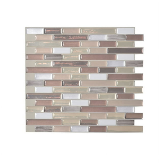 SMART TILES Peel and Stick Backsplash tiles - 4 Sheets of 10in x 9in - 3D Adhesive Peel and Stick Tile Backsplash for Kitchen, Bathroom, Wall Tiles