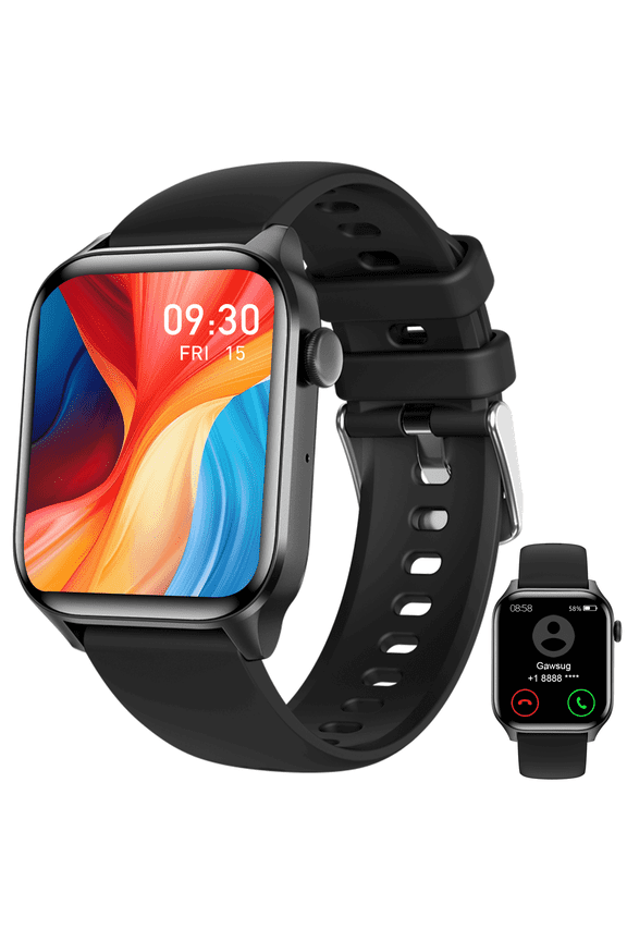 1.85''HD Men Womens Smart watch,with Bluetooth Answer/Make Calls/120+Sports Modes/10 Days Standby, IP68 Waterproof Fitness Tracker Fits for Android Iphone Devices, perfect giftBlack
