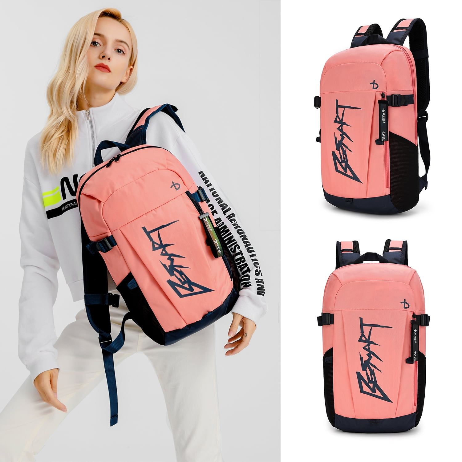 BE SMART Waterproof Work Backpack for Woman/Ladies, Lightweight Business Laptop Backpack Fits 15.6 Inch Computer, Durable Casual Daypack College Bag for Travel/Sport Gym/Fitness/Hiking/Outdoor, Pink