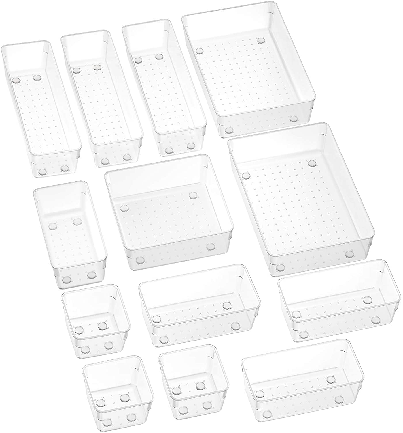 SMARTAKE 13Piece Drawer Organizers with NonSlip Silicone Pads, 5Size
