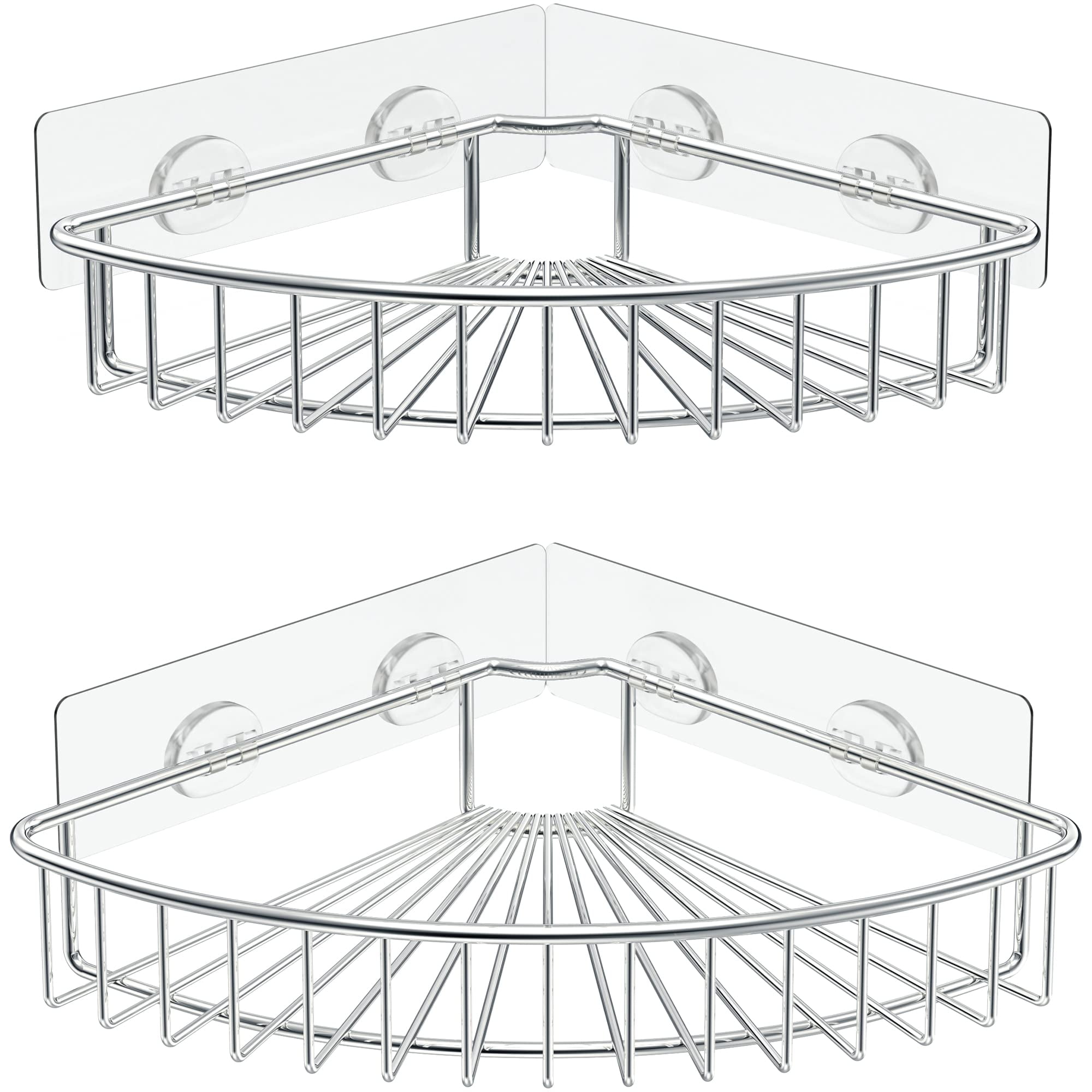 Rustproof Stainless Steel Corner Shower Caddy with Suction Mount
