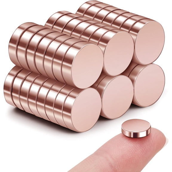SMARTAKE 45 Pcs Refrigerator Magnets, 10x2.6mm Small Round Fridge Magnets, Multi-Use Premium Neodymium Magnets Rare Earth Magnets for Fridge Whiteboard in Home, Kitchen, Office and School (Rose Gold)
