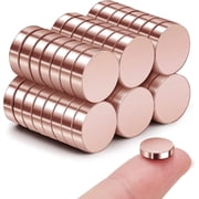 SMARTAKE 45 Pcs Refrigerator Magnets, 10x2.6mm Small Round Fridge Magnets, Multi-Use Premium Neodymium Magnets Rare Earth Magnets for Fridge Whiteboard in Home, Kitchen, Office and School Rose Gold
