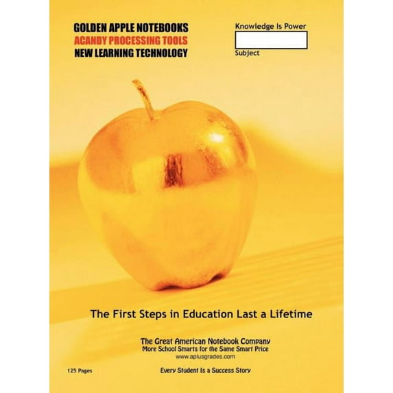 SMARTGRADES School Notebooks with Study Skills, GOLDEN APPLE, 2N1: Write Class Notes & Test-Review Notes: Student Tested, (Paperback)