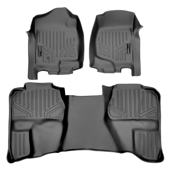 SMARTLINER 2 Rows Custom Fit Floor Liners Compatible with 2007 - 2013 Chevrolet Silverado 2500 HD Double Cab