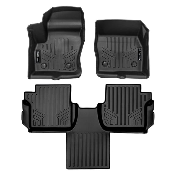 SMARTLINER 2 Rows Custom Fit Floor Liners Compatible with 2018 - 2020 Ford Transit Connect Long Wheel Base and Passenger Van
