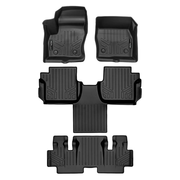 SMARTLINER 3 Rows Custom Fit Floor Liners Compatible with 2021 - 2022 Ford Transit Connect Long Wheel Base and Passenger Van