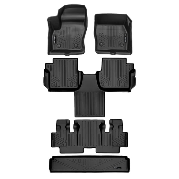 SMARTLINER 4 Rows Custom Fit Floor Liners Compatible with 2021 - 2022 Ford Transit Connect Long Wheel Base and Passenger Van