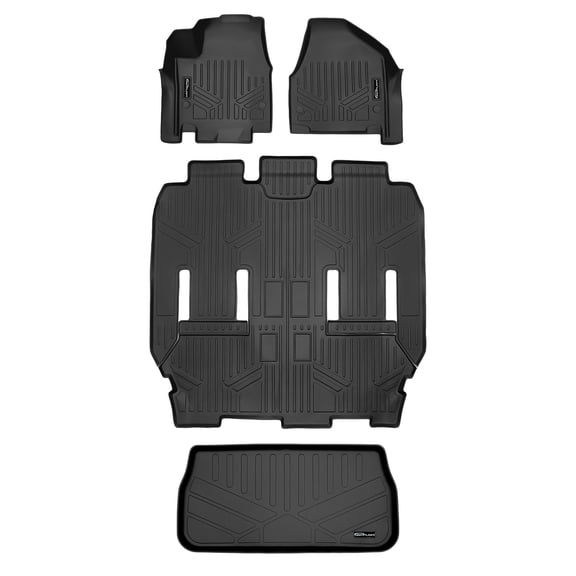 SMARTLINER 4 Rows Custom Fit Floor Liners Compatible with 2021 - 2025 Chrysler Pacifica 7 Passenger