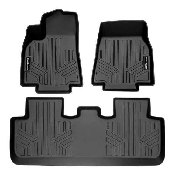 SMARTLINER All Weather Custom Fit Black 2 Rows Floor Mat Liner Set Compatible With 2020-2023 Tesla Model Y