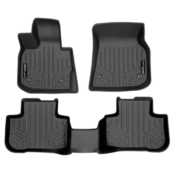 SMARTLINER All Weather Custom Fit Floor Mats 2 Row Liner Set Black Compatible With 2018-2022 BMW X3 And X4