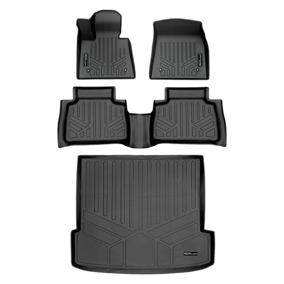 SMARTLINER All Weather Custom Fit Floor Mats 2 Rows and Cargo Liner Behind 2nd Row Set Black Compatible With 2020-2022 BMW X6
