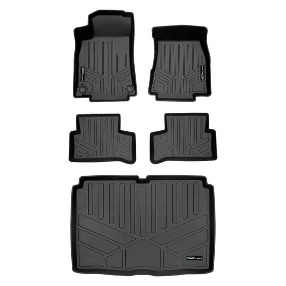 SMARTLINER Custom Fit 2 Row Black Floor Mat Liner & Cargo Liner Set Compatible With 2021 Mercedes-Benz GLA-Class (Lower Cargo Deck)