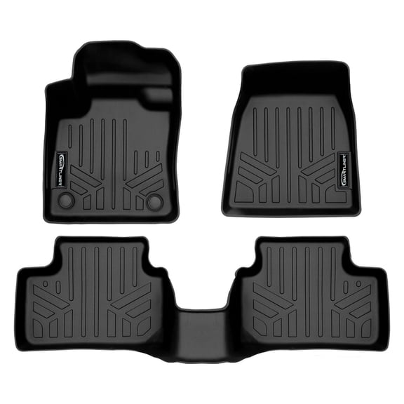 SMARTLINER Custom Fit All Weather 2 Row Black Floor Mat Liner Set Compatible With 2022-2023 Volvo C40 Recharge