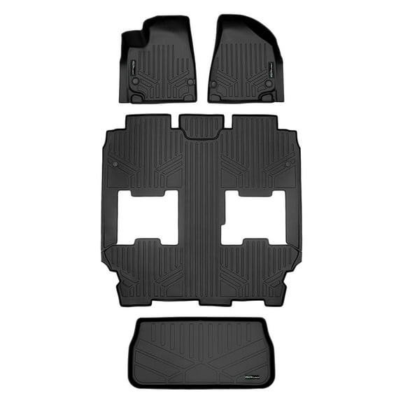 SMARTLINER Custom Fit All Weather 2 Row & Cargo Liner Black Floor Mat Liner Set Compatible With 2021-2023 Chrysler Pacifica Hybrid Limited Models