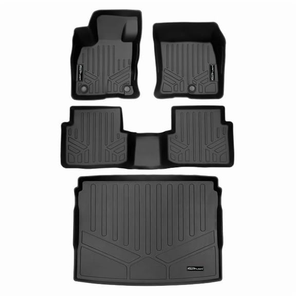 SMARTLINER Custom Fit Black 2 Row Floor Mats and Cargo Liner Set Compatible With 2021-2023 Ford Bronco Sport (Only Fits Models with Full Size Spare Tire or with Rear Bump in the Cargo Area)