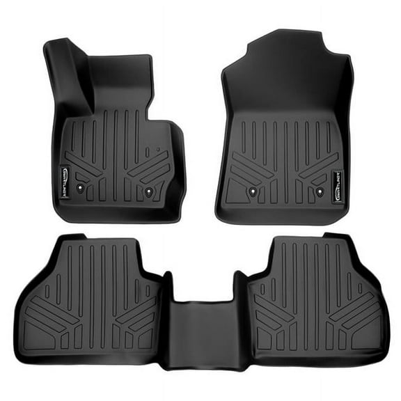 SMARTLINER Custom Fit Floor Mats 2 Row Liner Set Black Compatible With 2011-2017 BMW X3 / 2015-2018 X4