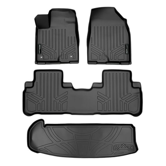 SMARTLINER Custom Fit Floor Mats 2 Rows and Cargo Liner Behind 3rd Row Set Black Compatible With 2014-2019 Toyota Highlander