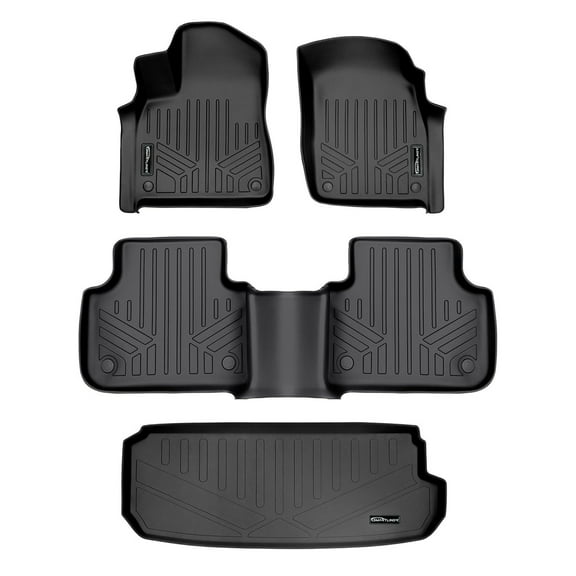 SMARTLINER Custom Fit Floor Mats 2 Rows and Cargo Liner Behind 3rd Row Set Black Compatible With 2017-2022 Audi Q7 - All Models