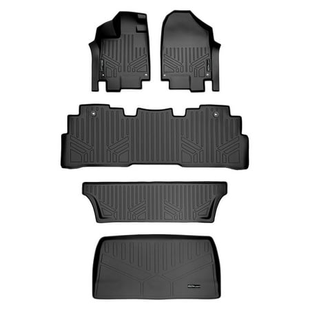 SMARTLINER Custom Fit Floor Mats 3 Rows and Cargo Liner Behind 3rd Row Set Black Compatible With 2018-2022 Honda Odyssey