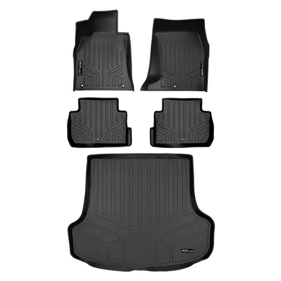 SMARTLINER Custom Fit All Weather 2 Row Floor Mats & Cargo Liner Set Black Compatible With 2018-2023 Kia Stinger (Only Fits AWD (All Wheel Drive) Models)