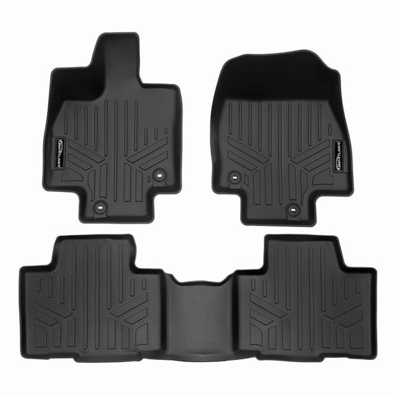 SMARTLINER Custom Fit All Weather Protection Black 2 Row Floor Mat Liner Set Compatible With 2024-2025 Toyota Grand Highlander (Fits Standard and Hybrid Models)